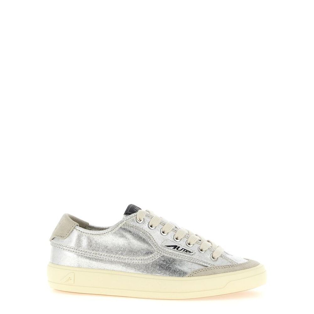 Autry Silver Canvas Low Top Women's Sneakers